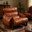 Fauteuil lounge en cuir de style milieu du siècle avec coussin amovible, idéal pour le salon, la chambre ou la salle de lecture.