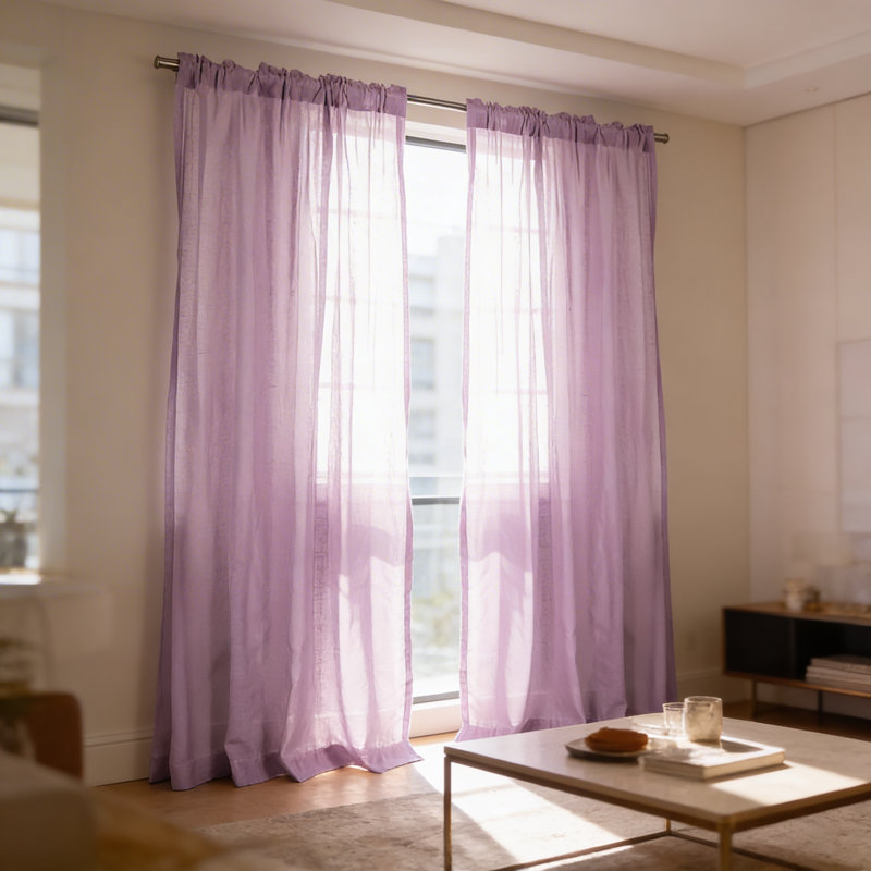 Rayna Semi Sheer Curtain Panel Pair, 52" W x 84" L, Orchid