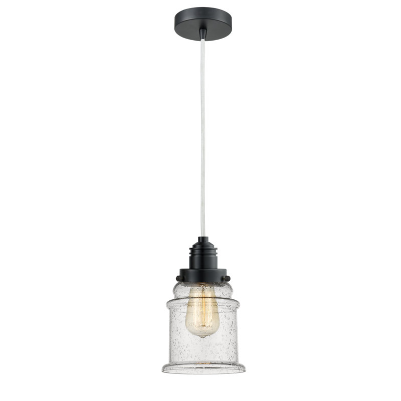 Cecil 1 - Light Single Pendant, Matte Black/White