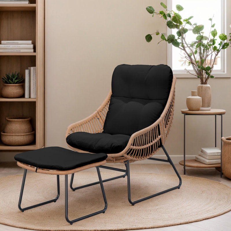 Chaises longues avec coussins Allexis, Noir, noir, noir, noir