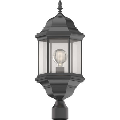 Parisian 1-Light Outdoor Black Lantern Head Post Mount with Clear Beveled Glass