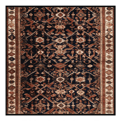Machine Washable Persian Brown Area Rug