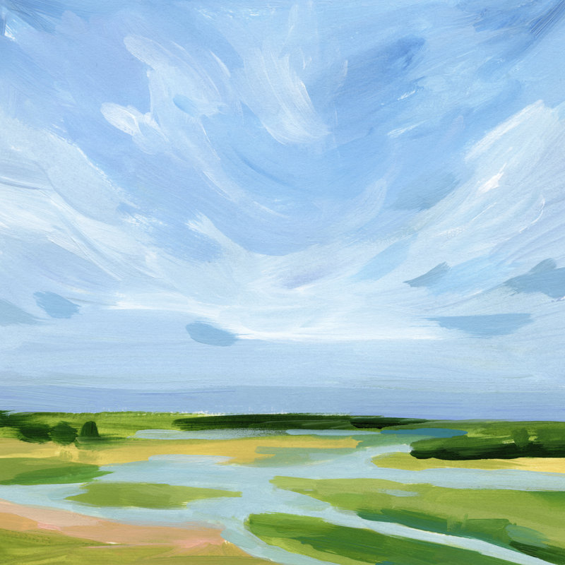 «Marshy Coast II» par Victoria Barnes - reproduction d'art sur toile tendue, H 20 po x l 20 po