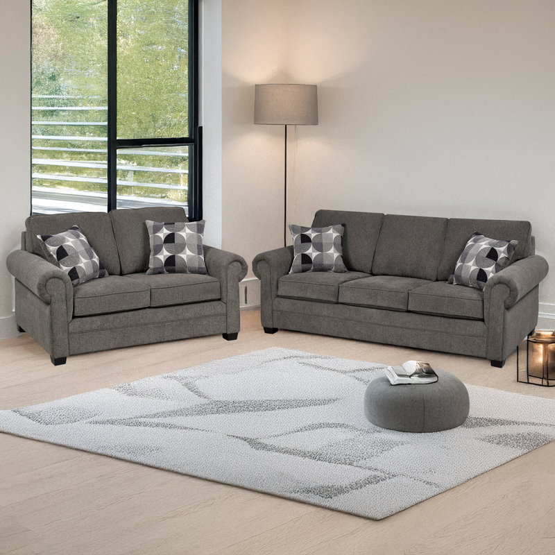 Ensemble de canapé et causeuse en tissu Belford, kaki, Brun