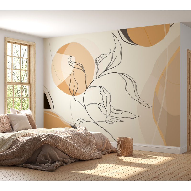 Murale abstraite pelez et collez - ligne abstraite paysage, L 41 po x l 57 po