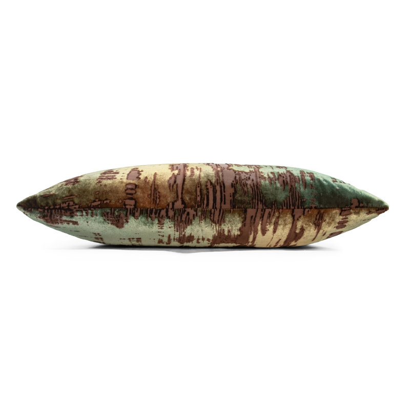 Brush Stroke Square Pillow Cover & Insert, 20"H x 20"W, Green/Gold