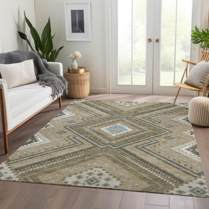 Tapis tribal Premium lavable à la machine Colmenero AMF1010, Rectangle 10 pi x 14 pi