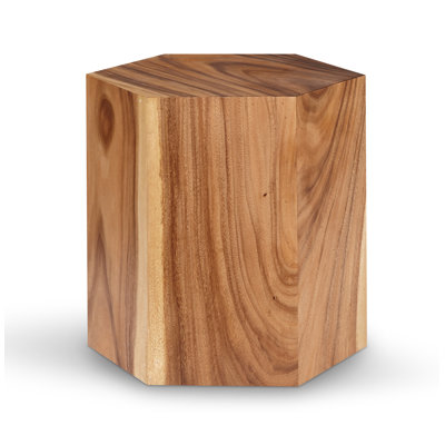 Honey Comb Solid Wood Block End Table