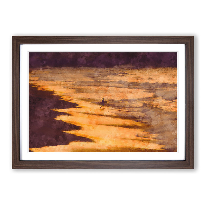 Heading into the Surf - Picture Frame Painting Print, Walnut Framed, 62cm H x 87cm W x 2cm D