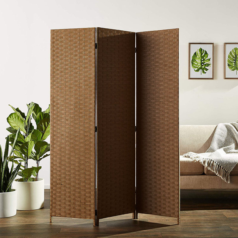 Cloison 3 panneaux pliables Espen l 54 "x H 72", Brun