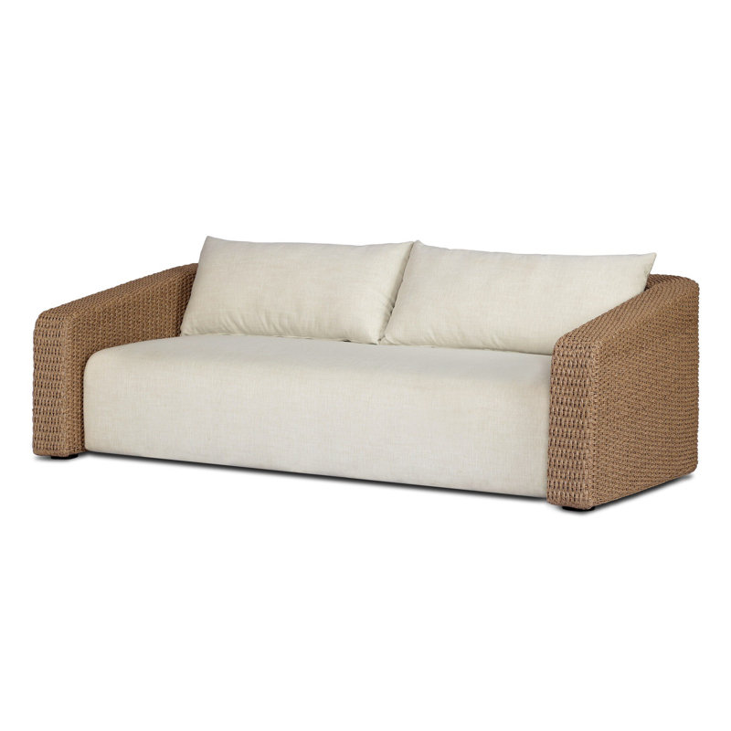 Westby Outdoor Sofa-Faux Black Hyacinth, Vergo Cream, Faux Hyacinth