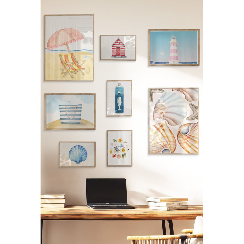 Peinture décorative encadrée (8 pièces), Brun