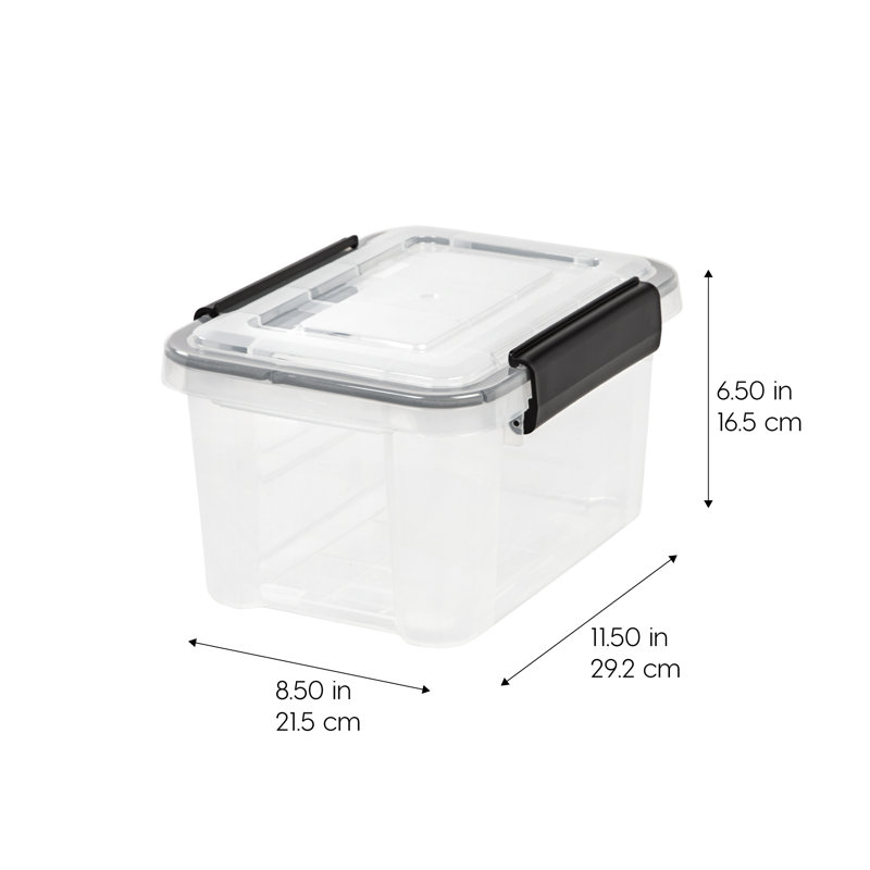 Clear Heavy-Duty Stackable Plastic Storage Box with Lid, 1.6 gal