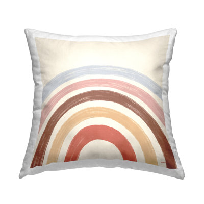 Pastel Neutral Tone Rainbow Stripes Printed Throw Pillow Design By Brinley Designs