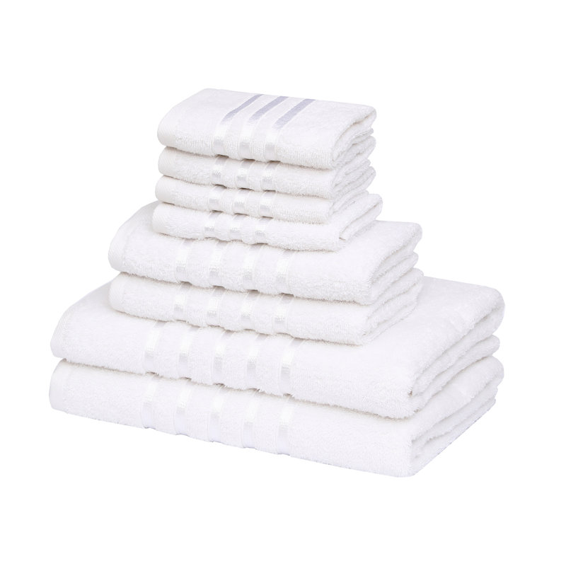 Ensemble de 8 serviettes de bain de luxe Ruvanti (2 serviettes de bain, 2 serviettes à main, 4 serviettes de toilette) 550 g / m² 100% coton de qualité supérieure