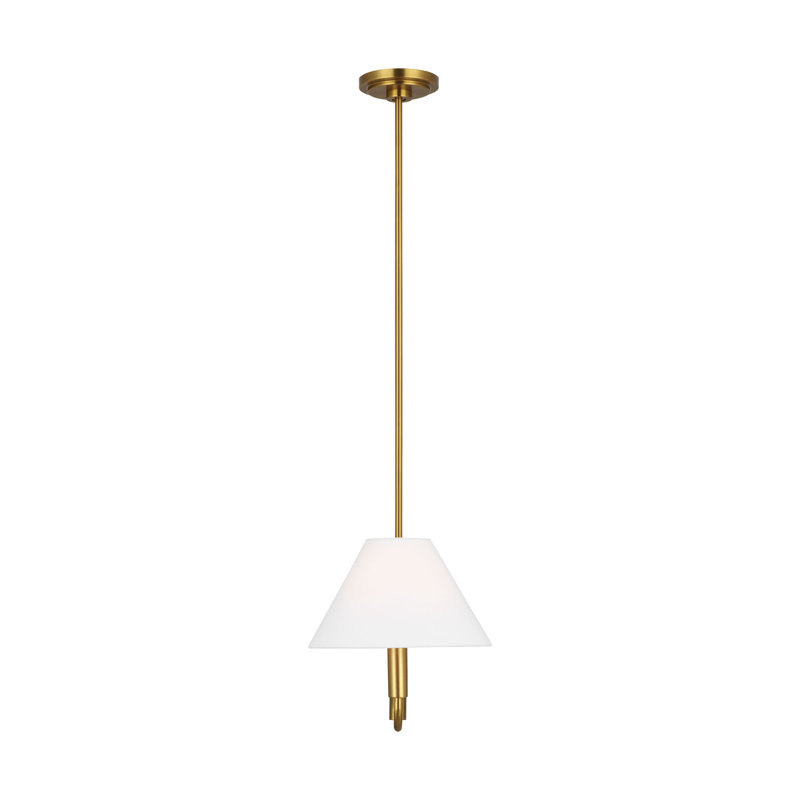 Sean Lavin Colfax Dining Room Chandelier With White Linen Shade, Burnished Brass, 10" H x 40.5" W x 40.5" D, 2 Lights