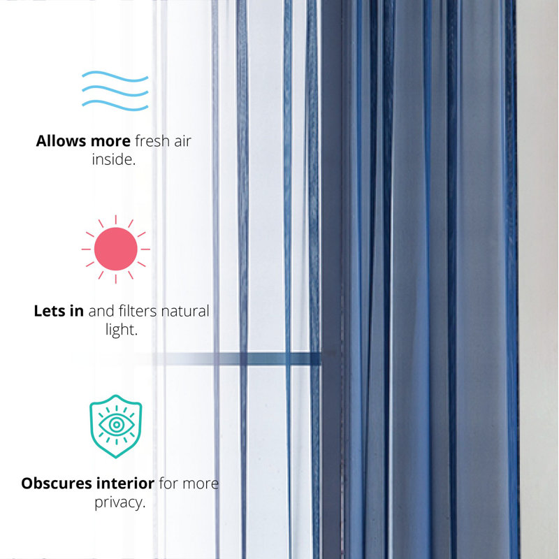 Dipankar Polyester Sheer Curtain, 54" W x 72" L, Navy Blue