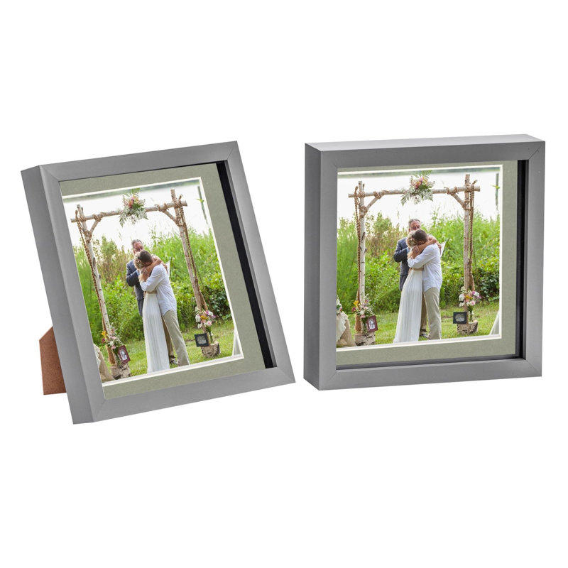 Nicola Spring - 3D Box Photo Frames, 22.5cm H x 22.5cm W x 3.5cm D, Grey/Grey