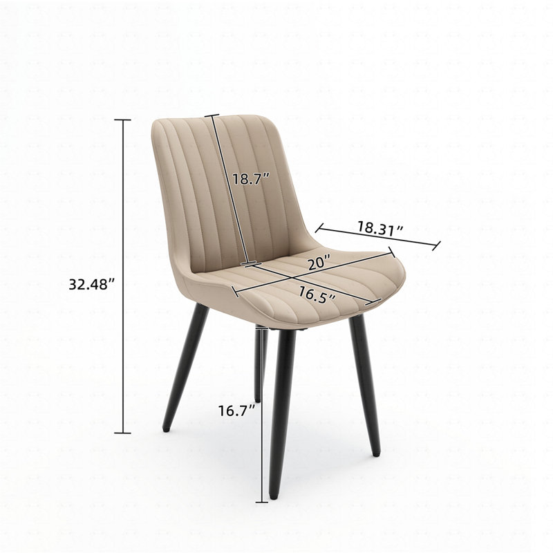 Ensemble de 2 chaises de salle à manger modernes en similicuir, Crème, 2