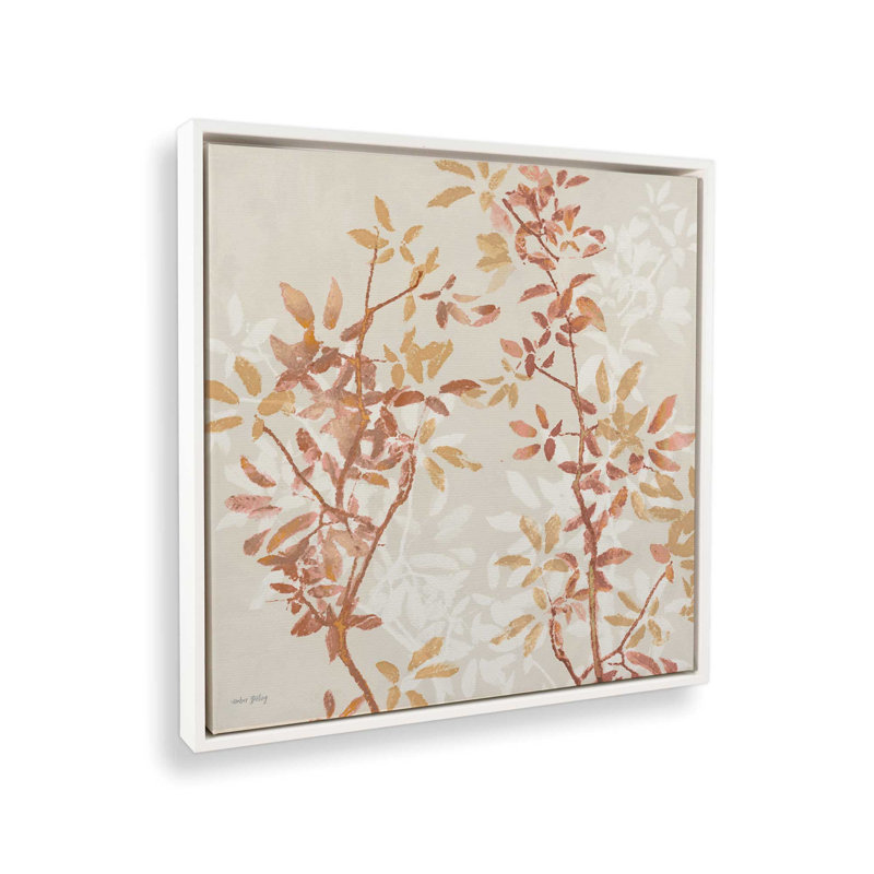 «Rust Leaf Silhouettes» par Amber Sterling, reproduction d'art, Toile avec cadre, L 30 po x H 30 po, Blanc