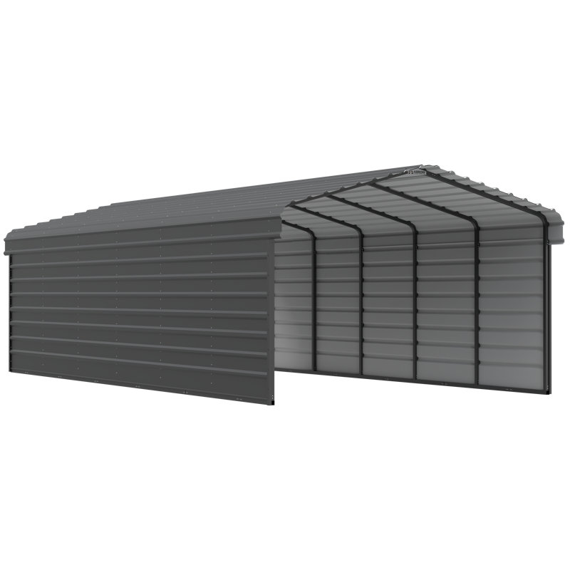Abri d'auto en acier avec 2 ensembles de parois latérales, 12 x 29 x 7, Noir