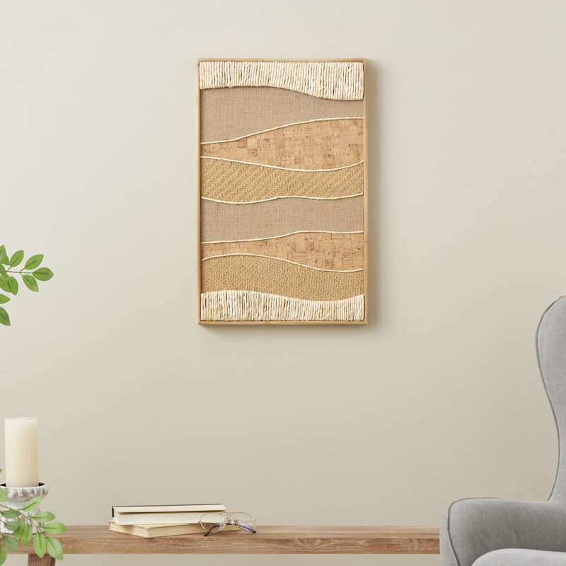 Wood Handmade Dimensional Wavy Mixed Media Abstract Wall Decor with Various Textures and Patterns