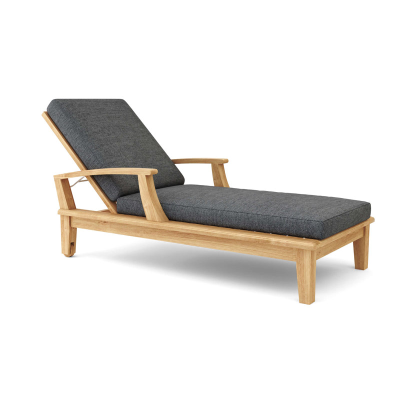 Brianna Outdoor Teak Chaise Lounge