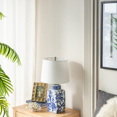 D13x25" Blue and White Ceramic Vase Lamp