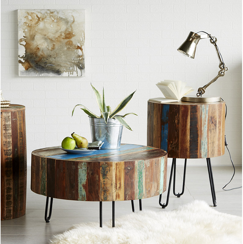 Aquino Solid Wood Top Living Room Table Set