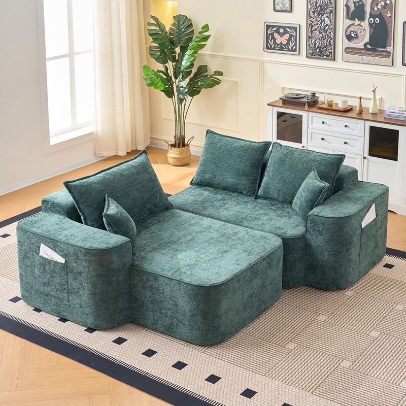 L Shaped Sectional Sofa (Green), Green
