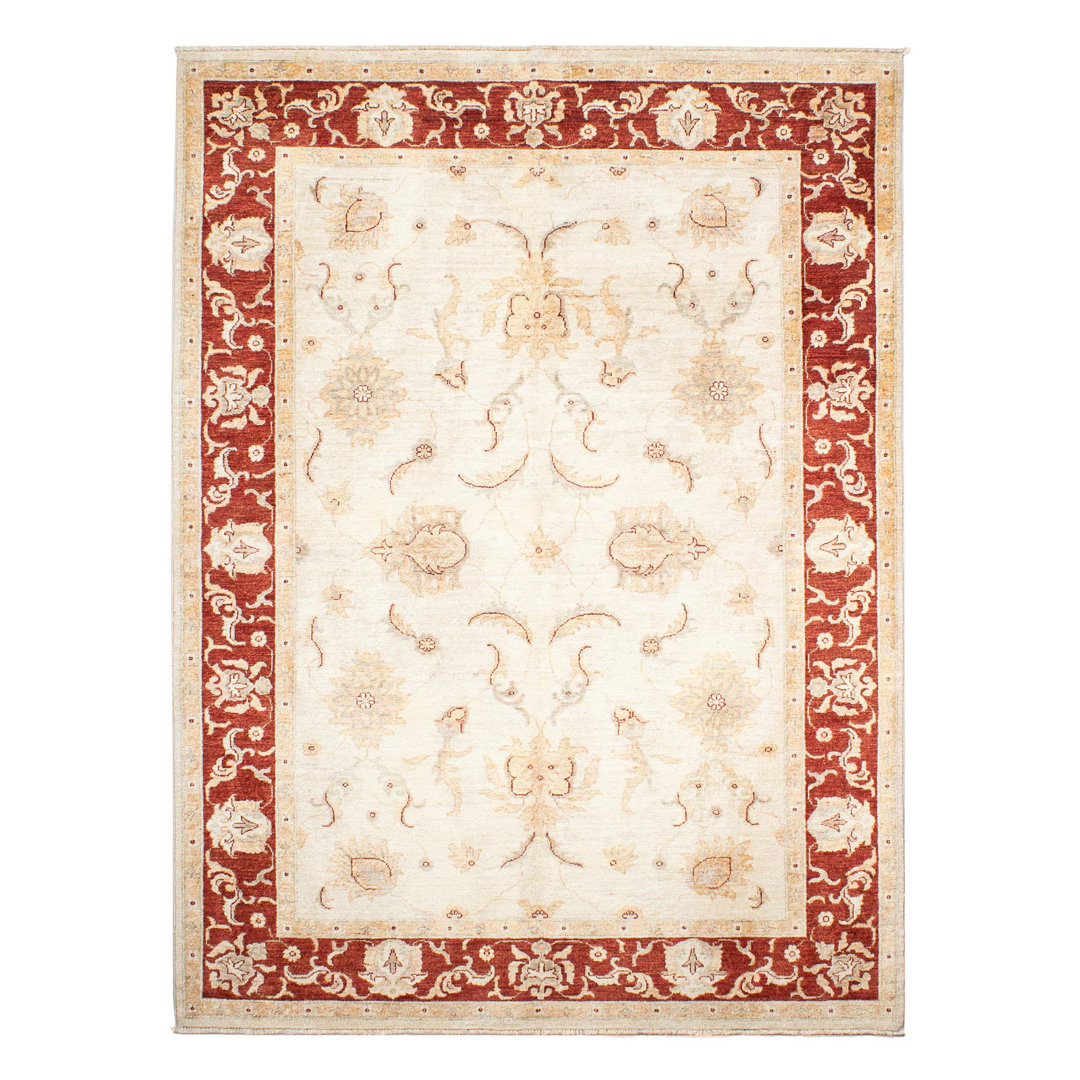 Handgefertigter Teppich Alga aus Wolle in Beige