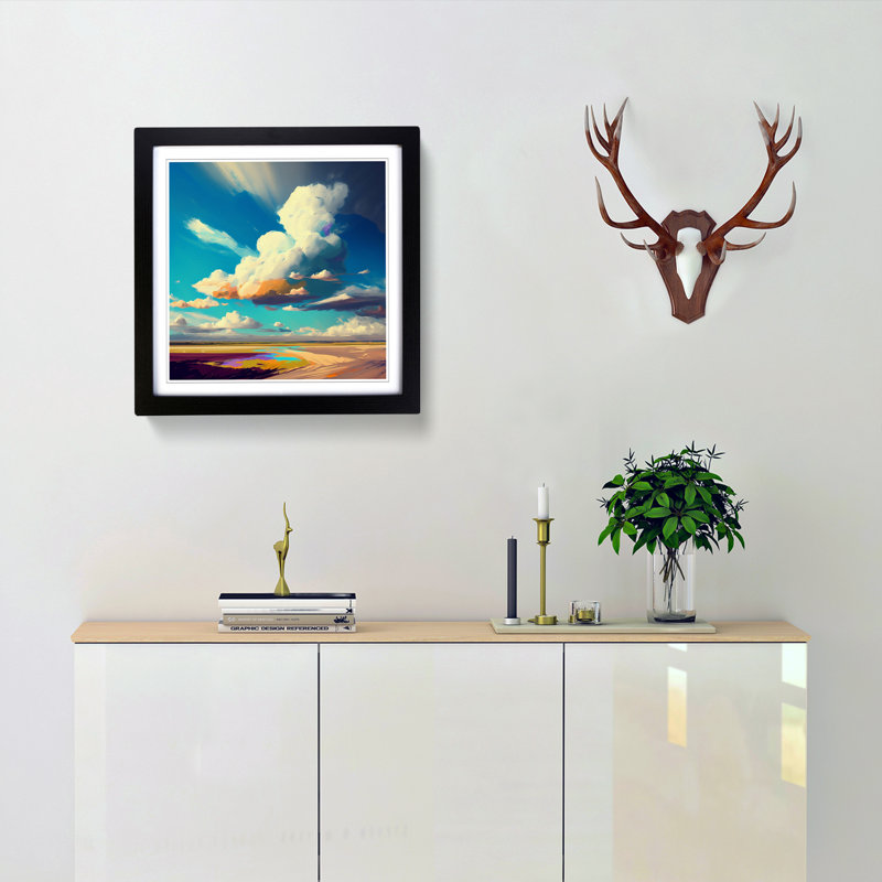Cloudy Sky Color Field Painting - Framed Print, Black