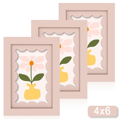 3pcs 4x6 Photo Frames with WavyMat