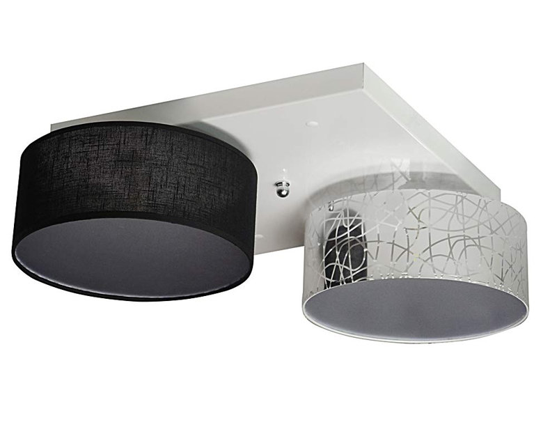 Pulley Fabric Semi Flush Mount, Silver/Black