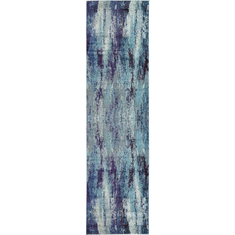 Rizer Abstract Blue Area Rug, Runner 2'7" x 10'