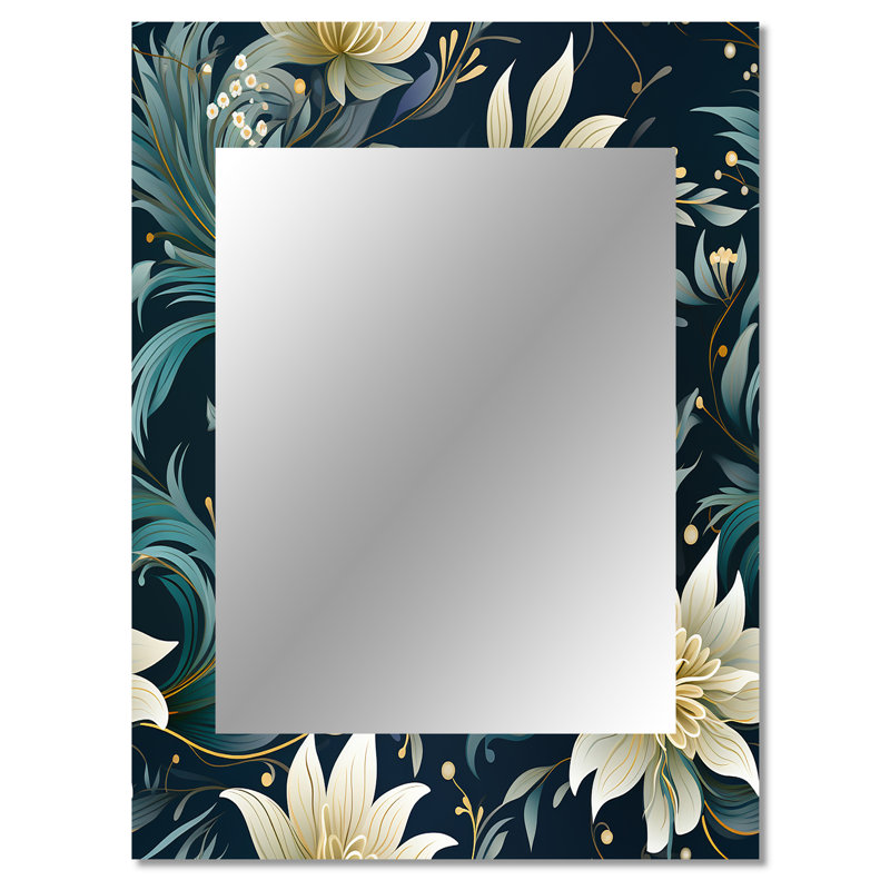 Afsara blanc embrassant méditation Lotusl Zen - miroir mural floral, miroir décoratif de chalet, impression d'art en métal