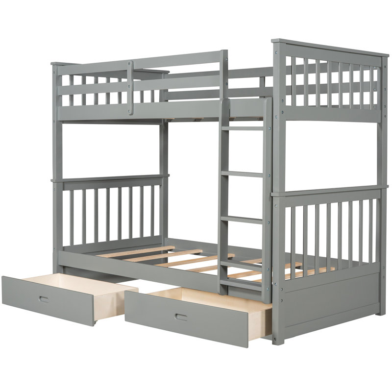 Lit superposé Twintwin avec rangement et cadre gris - choix de chambre à coucher fiable avec tiroirs