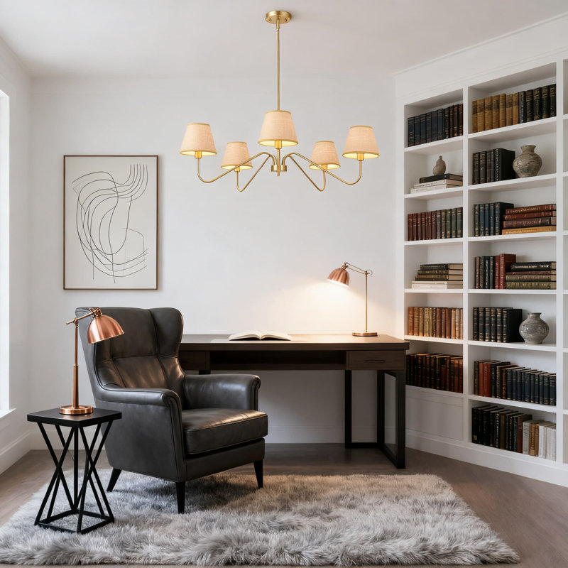 Luminaire suspendu 5 lumières Boho Rattan Chandelier