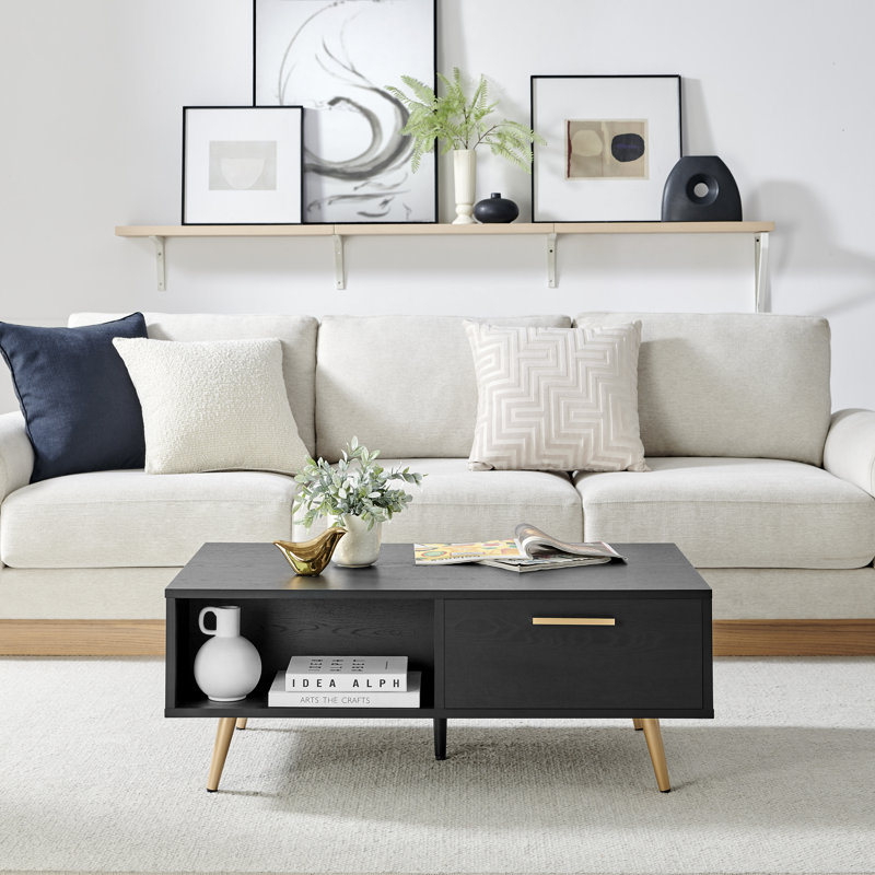 Impala Black & Copper Effect Living Room Centre Table - Coffee Table with Storage