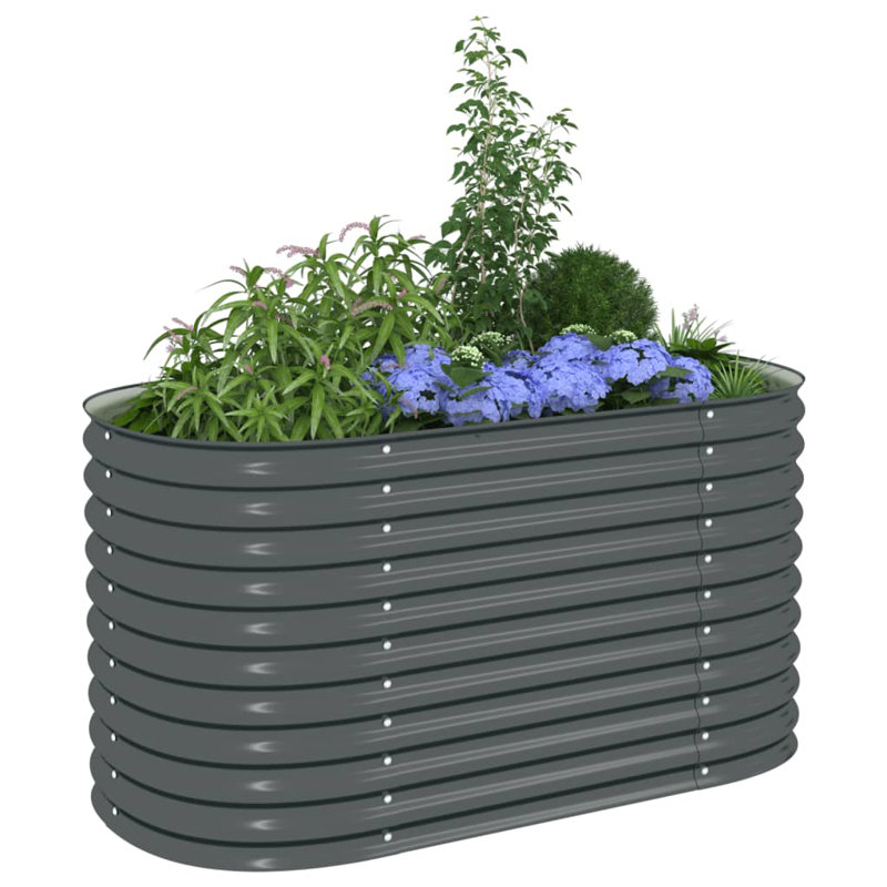 Marazi vidaXL Garden Raised Bed Galvanized Steel, Garden Planter for Flowers and Planters, Raised Flower Bed, Weather-resistant