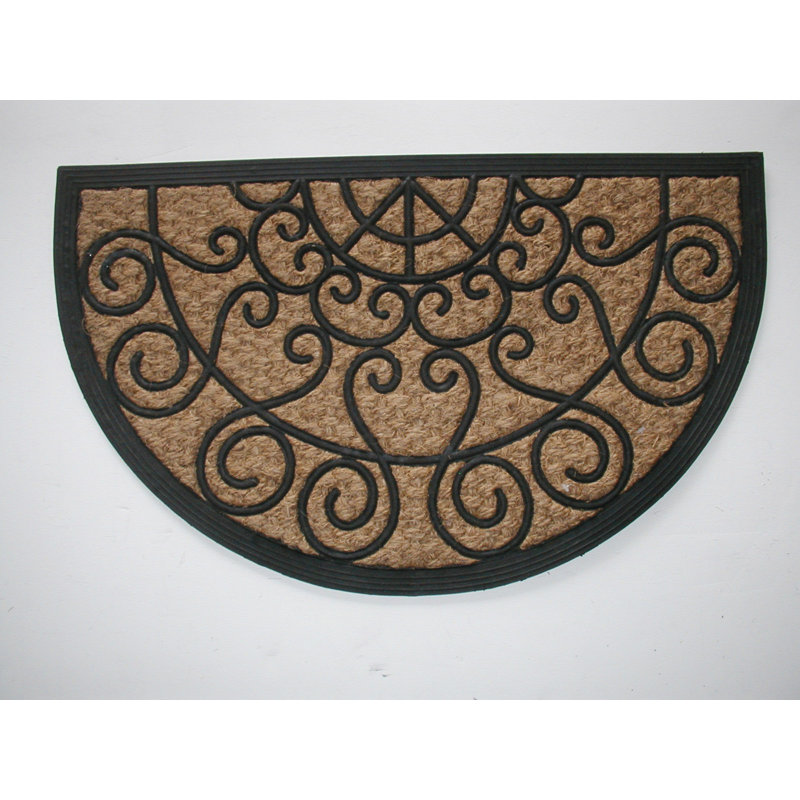 Tapis de porte d'extérieur Apison Scroll 30 po x 18 po, Demi-cercle 18 po x 30 po