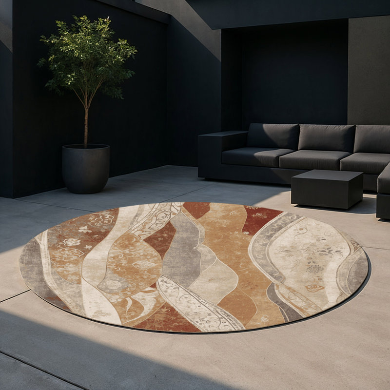 Gentle Erosion Indoor And Outdoor Area Rug, Round 5'