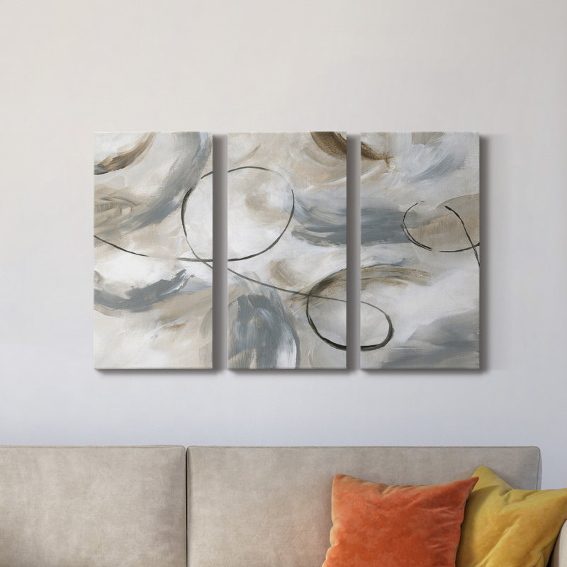 Staccato - peinture sur toile tendue 3 pièces, H 27 po x l 54 po x P 1 po