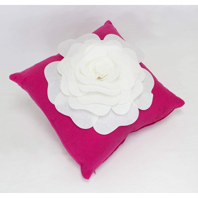 Housse de coussin décoratif en forme de grand rose en feutre Mint 17 po x 17 po