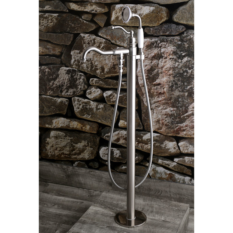 Robinet de baignoire autoportant à poignée simple 1 trou avec pomme de douche à main Kingston Brass English Country