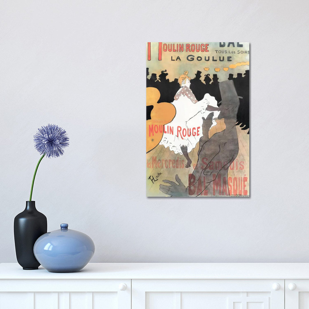 Moulin Rouge: La Goulue Advertisement, 1891 by Henri de Toulouse-Lautrec - Wrapped Canvas Painting