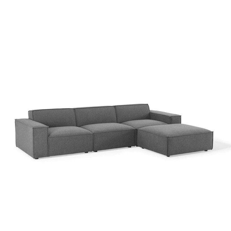 Canapé modulaire de coin avec repose-pieds de 123,5 po de large Restore, Polyester gris anthracite