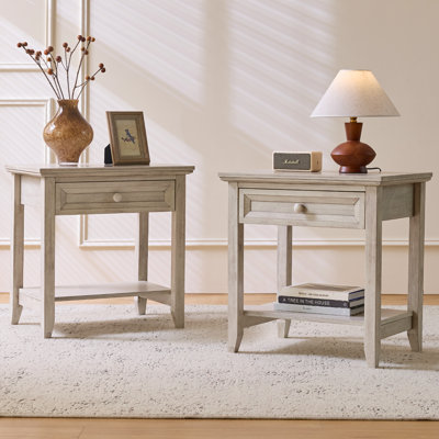 Table de chevet de ferme et de rangement en bois d'hévéa de Malaisie