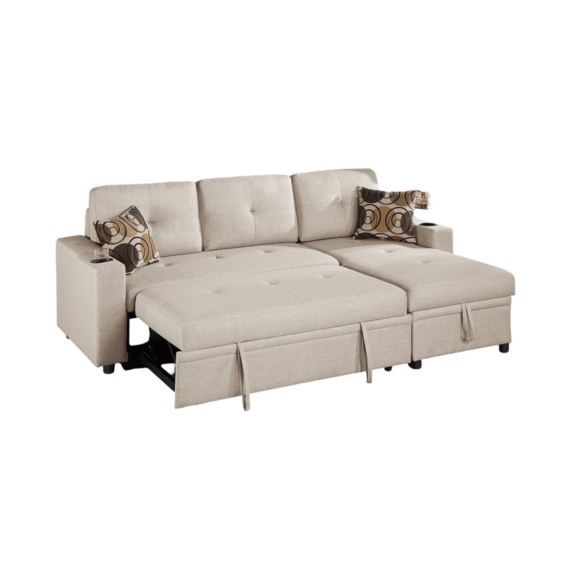 Canapé modulaire convertible en tissu Dorris, Beige