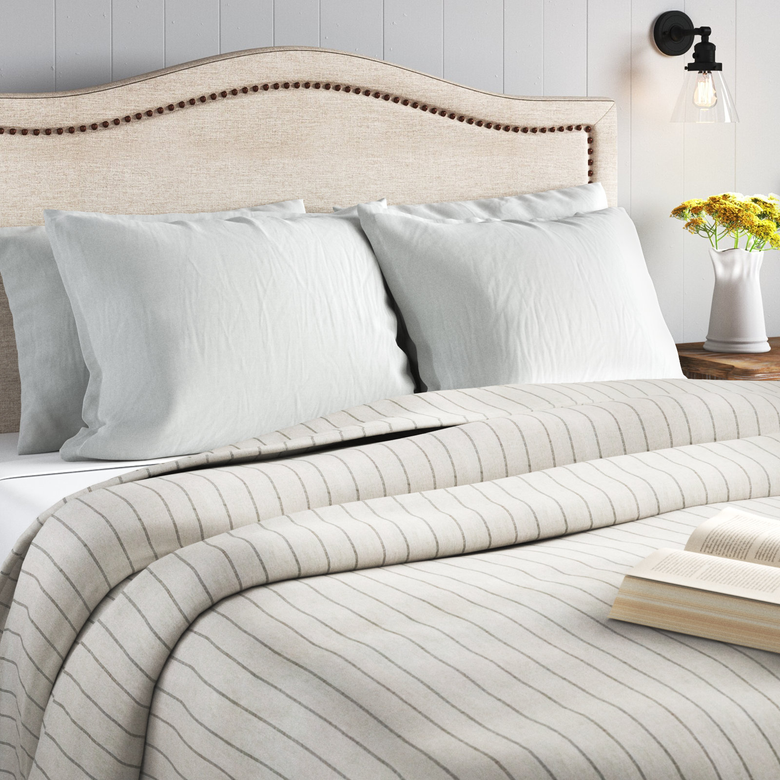Linen Duvet Cover Set, Queen, Ivory